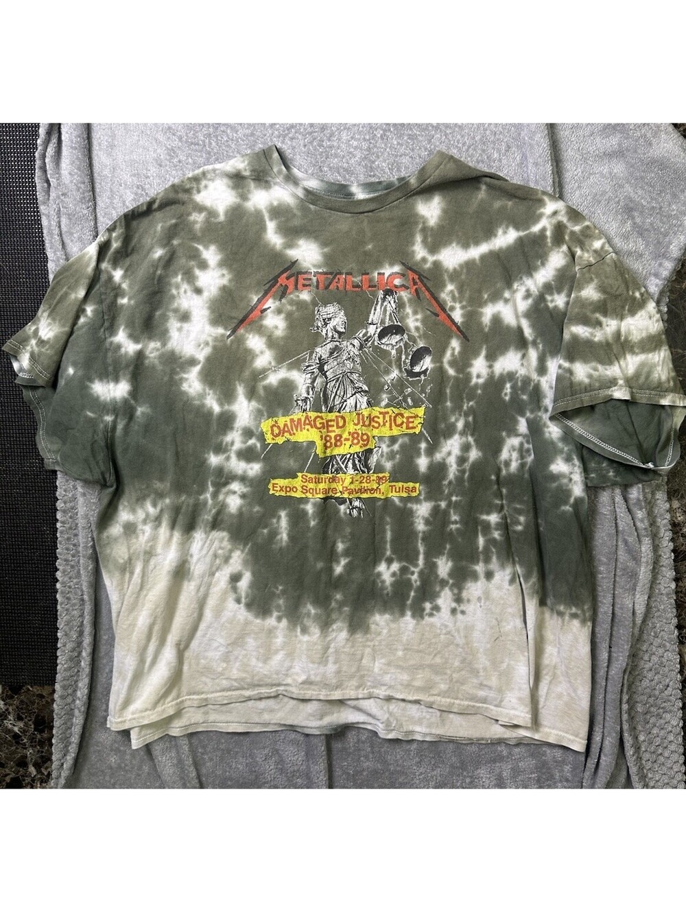Metallica Damaged Justice 88-89 Tulsa Tour Tie Dye T Shirt 3XL Band Tee